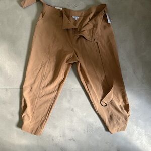 Women plus size Camel/Tan Chinos with Waist Tie with barrel tapered legs